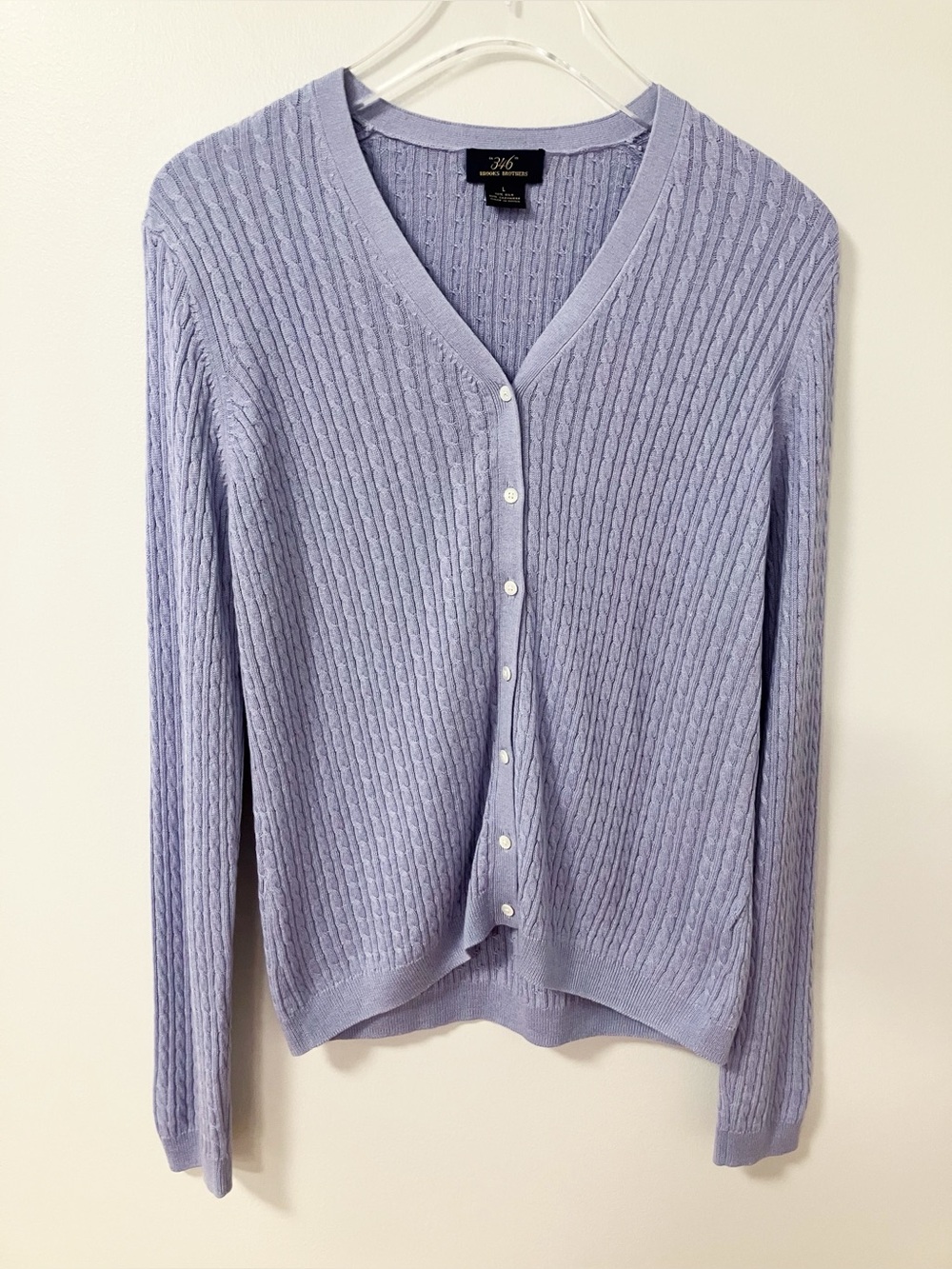 Brooks Brothers | Purple Cable Knit Button Up Cardigan L Academia Chic Preppy